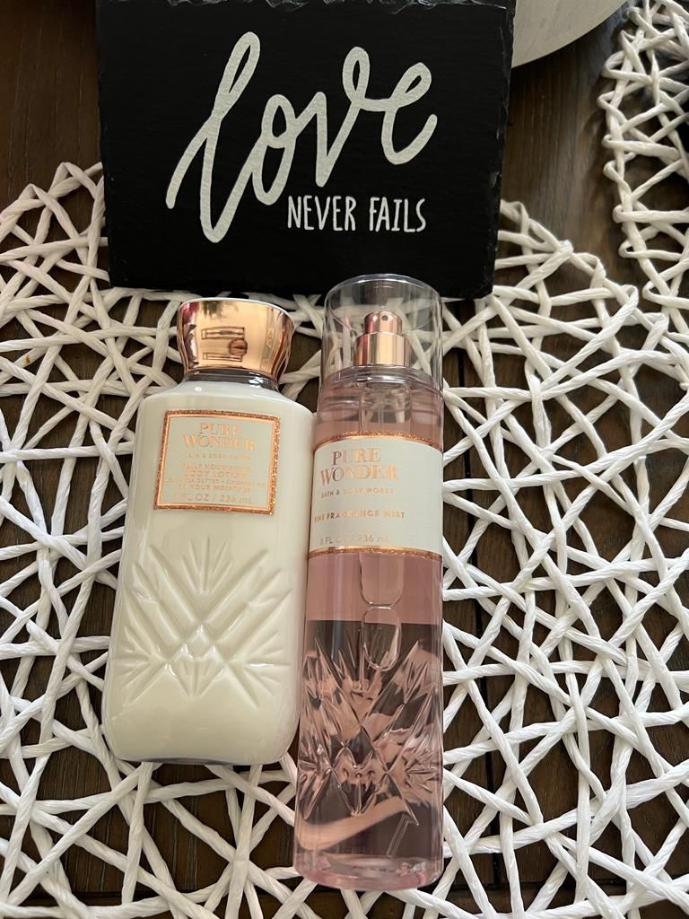 Bath and Body Works Pure Wonder - Set de fragancia de crema corporal y fine fragance mist